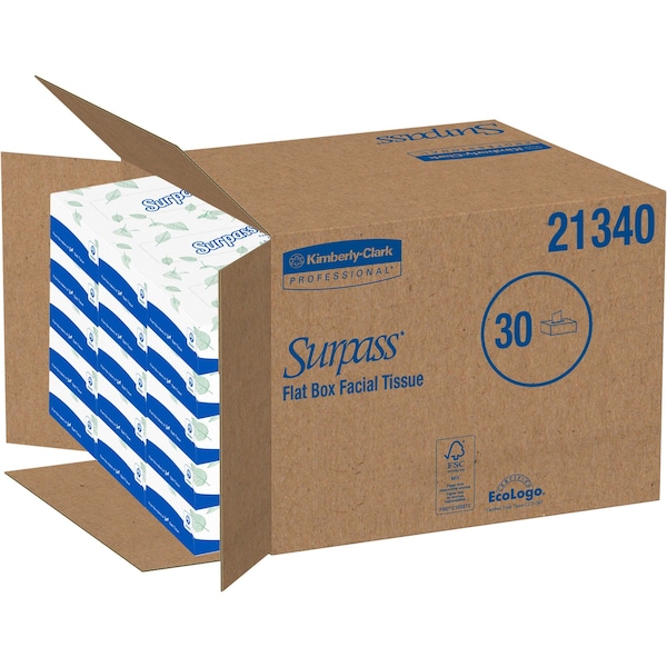 Kimberly-Clark Professional 2 Ply Facial Tissue, 100 Sheets, 30 PK - 21340