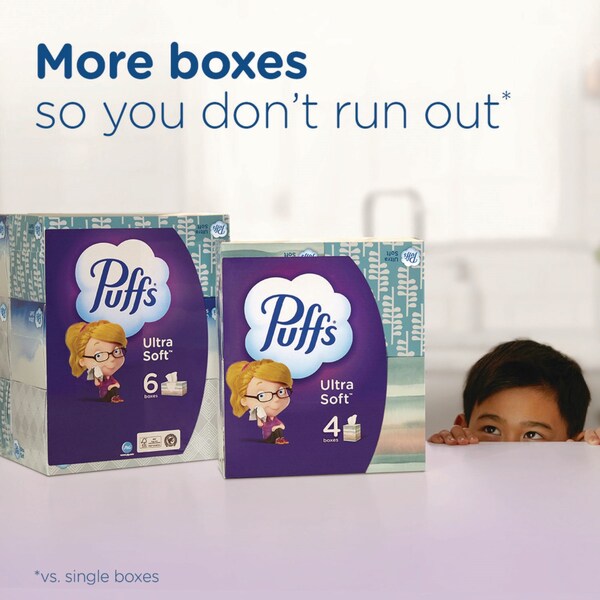 Puffs Ultra Soft Facial Tissue, 2-Ply, White, 72 Sheets/Box, 24 Boxes/Carton, 24PK - 80374519