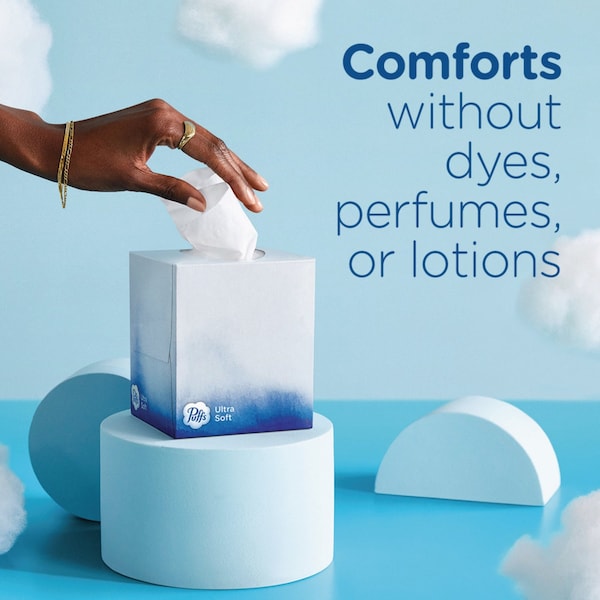 Puffs Ultra Soft Facial Tissue, 2-Ply, White, 72 Sheets/Box, 24 Boxes/Carton, 24PK - 80374519