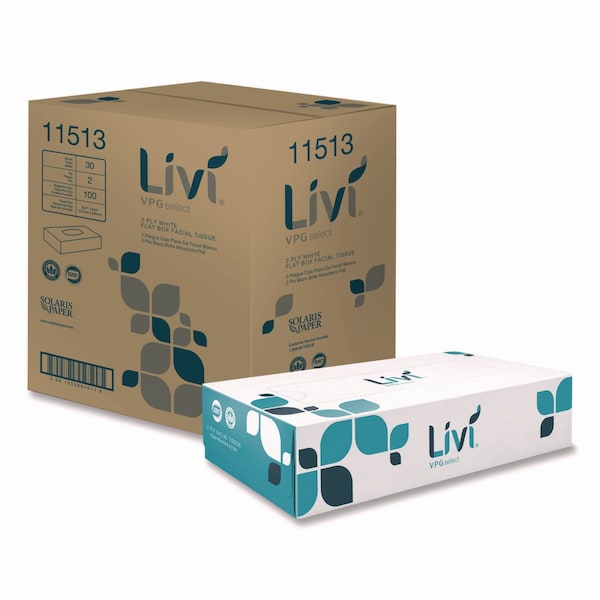 Livi Vpg Select Cube Facial Tissue, 2-Ply, White, 90 Sheets/Box, 36PK - 11516