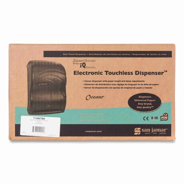 San Jamar Smart System w/iQ Sensor Towel Dispenser, 11.75x9.25x16.5, Black Pearl - SAN T1490TBK