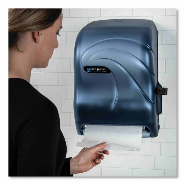 San Jamar Lever Roll Towel Dispenser, Oceans, Arctic Blue, 16 3/4 x 10 x 12 - SAN T1190TBL
