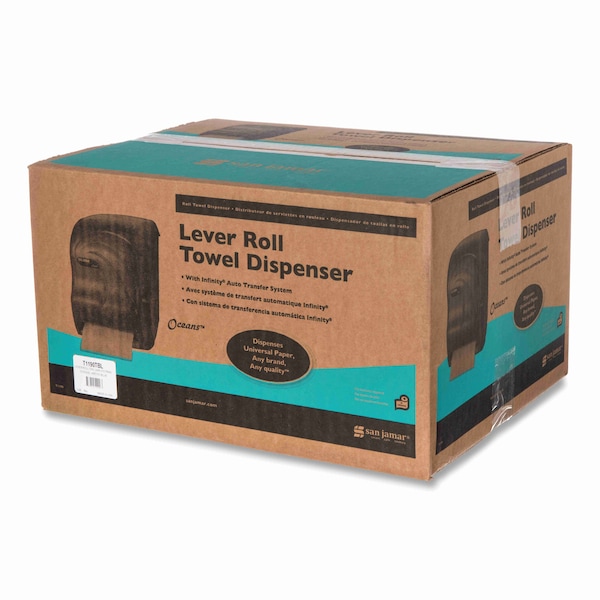 San Jamar Lever Roll Towel Dispenser, Oceans, Arctic Blue, 16 3/4 x 10 x 12 - SAN T1190TBL