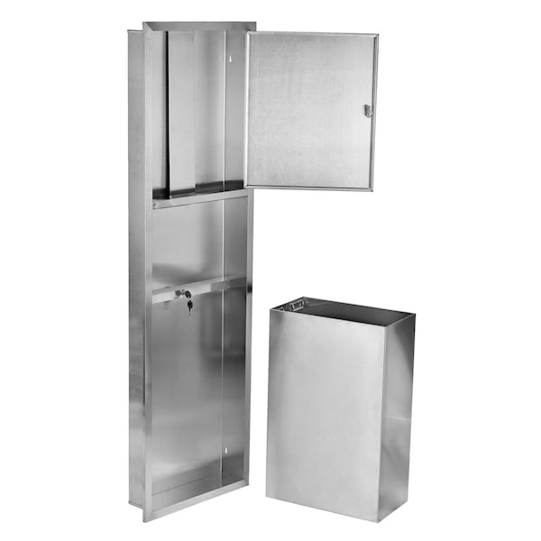 Alpine Industries 56 in. Stainless Steel Multi-Fold/C-Fold Paper Towel Dispenser with 12 Gal. Waste Receptacle Combo - ALP492-MK