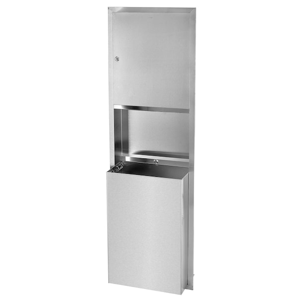 Alpine Industries 56 in. Stainless Steel Multi-Fold/C-Fold Paper Towel Dispenser with 12 Gal. Waste Receptacle Combo - ALP492-MK