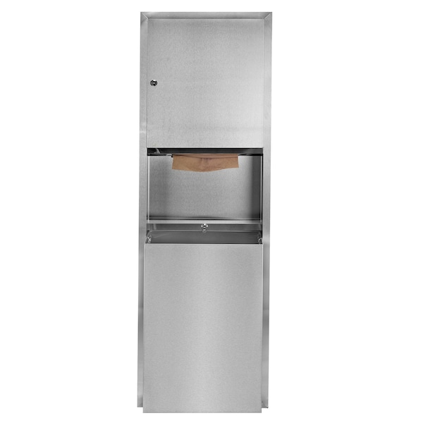 Alpine Industries 56 in. Stainless Steel Multi-Fold/C-Fold Paper Towel Dispenser with 12 Gal. Waste Receptacle Combo - ALP492-MK