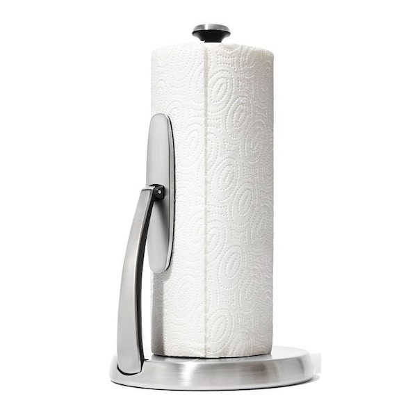 Oxo International Oxo Paper Towel Holder, 6.85 in OAW, 12 in OAL, Stainless Steel - 1066736