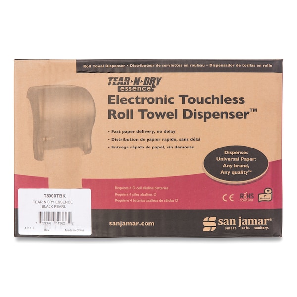 San Jamar Tear-N-Dry Essence Auto Dispenser, Classic, Black, 11.75x9-1/8x14-7/16 - T8000TBK