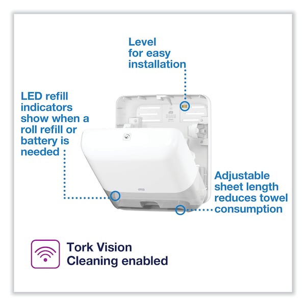 Tork Elevation Matic Hand Towel Roll Dispenser with Sensor, 13 x 8 x 14.5, White - 5511202