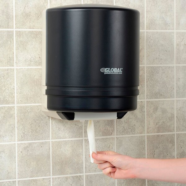Global Industrial Plastic Center Pull Paper Towel Dispenser, 9 Roll, Smoke Gray/Beige - 640930