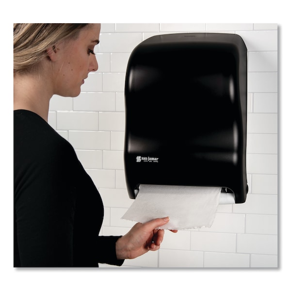 San Jamar Electronic Touchless Roll Towel Dispenser, 11 3/4 x 9 x 15 1/2, Black - T1300TBK