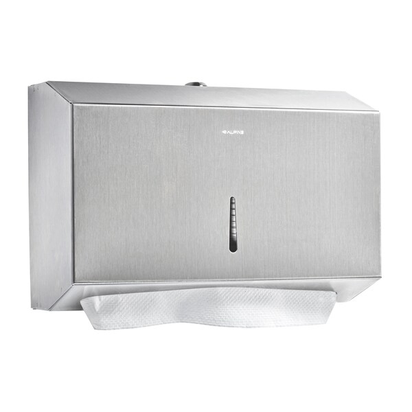 Alpine Industries Stainless Steel Brushed C-Fold/Multi-Fold Paper Towel Dispenser - 481S