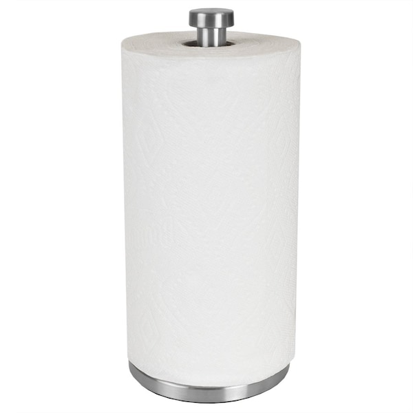 Home Basics Home Basics Free Standing Paper Towel Holder with Weighted Base, Silver - ZOR96221