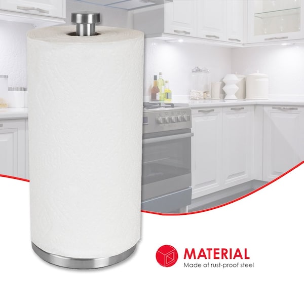 Home Basics Home Basics Free Standing Paper Towel Holder with Weighted Base, Silver - ZOR96221
