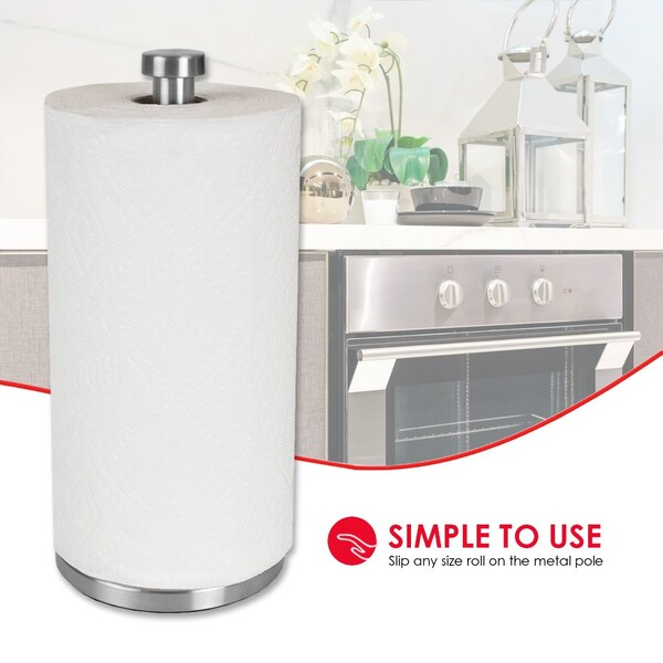 Home Basics Home Basics Free Standing Paper Towel Holder with Weighted Base, Silver - ZOR96221