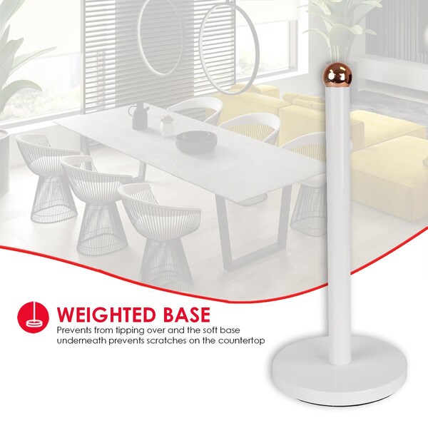 Home Basics Home Basics Grove Free Standing Paper Towel Holder with Weighted Base, White - ZOR96219