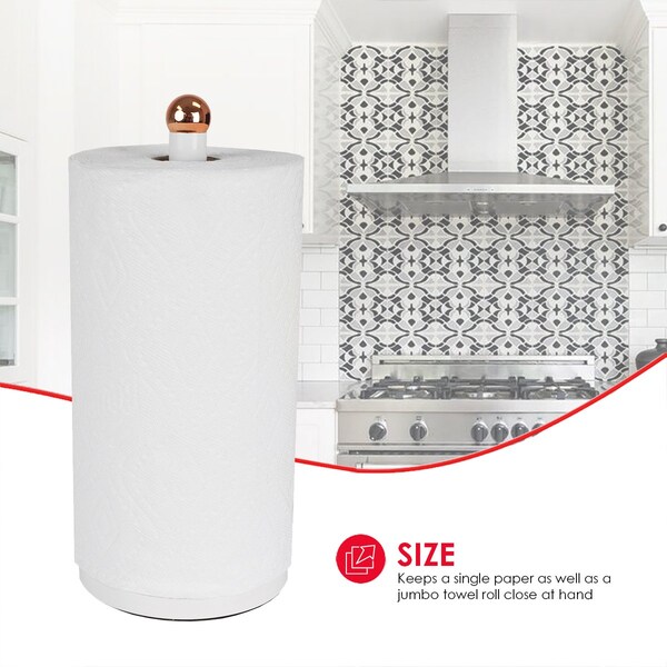 Home Basics Home Basics Grove Free Standing Paper Towel Holder with Weighted Base, White - ZOR96219