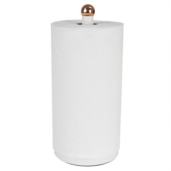 Home Basics Home Basics Grove Free Standing Paper Towel Holder with Weighted Base, White - ZOR96219