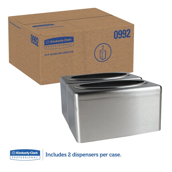 Kleenex Folded Towel Dispenser, 10.4 x 6.1 x 5.4, Stainless Steel, 2PK - KCC 09924