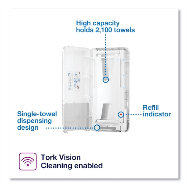 Tork Tork PeakServe Continuous Hand Towel Dispenser White H5, High Capacity, Elevation Range, 552520 - 552520