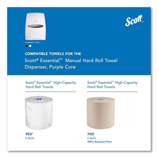 Scott Essential Manual Hard Roll Towel Dispenser, 13.06 x 11 x 16.94, White - 46254