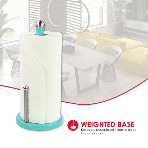 Home Basics Powder Coated Steel Paper Towel Holder, Turquoise - PH44974