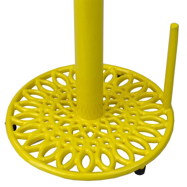 Home Basics Sunflower FreeStanding Cast Iron Paper Towel Holder with Dispensing Side Bar, Yellow - PH45804