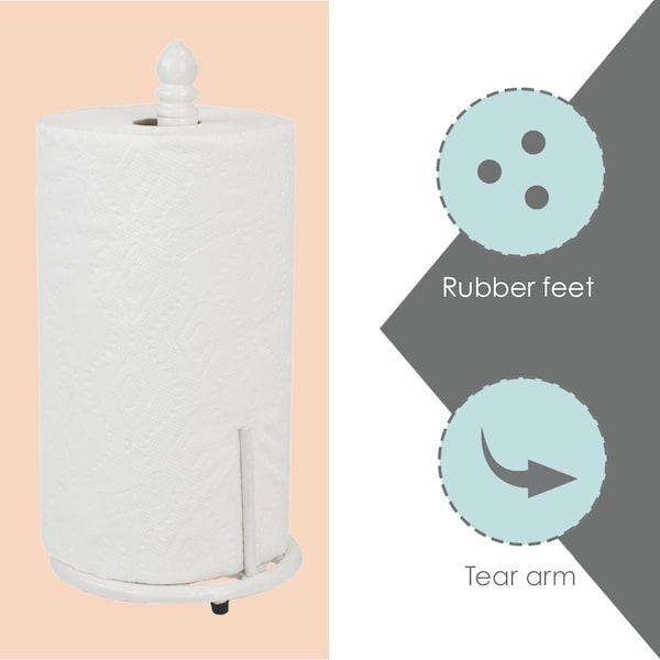 Hds Trading Lattice Collection Cast Iron Paper Towel Holder, White - ZOR96041