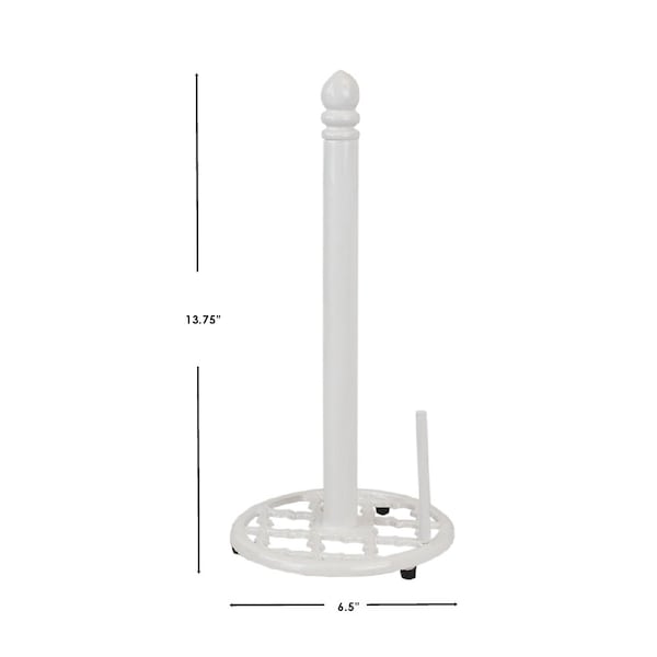 Hds Trading Lattice Collection Cast Iron Paper Towel Holder, White - ZOR96041