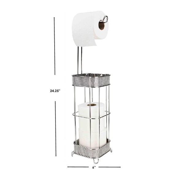 Home Basics Home Basics Diamond Collection Free-Standing Dispensing Toilet Paper Holder, Chrome - ZOR96302