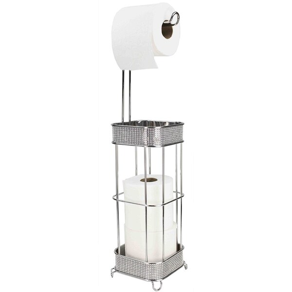 Home Basics Home Basics Diamond Collection Free-Standing Dispensing Toilet Paper Holder, Chrome - ZOR96302