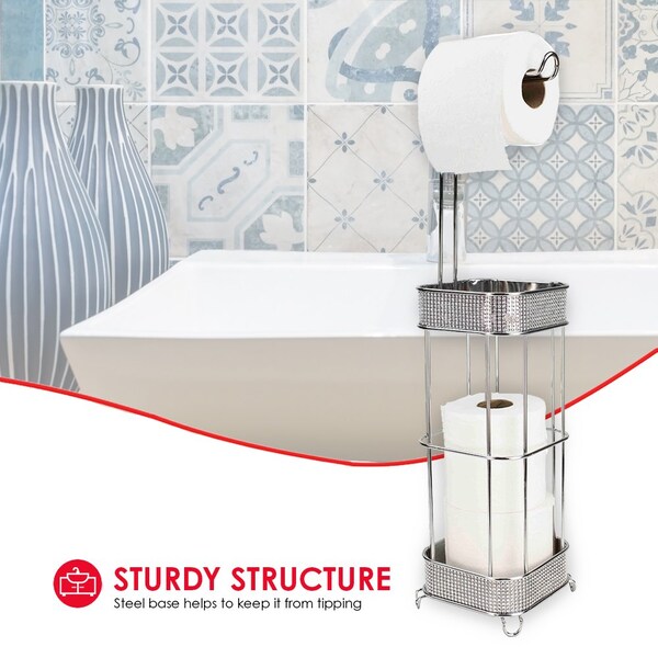 Home Basics Home Basics Diamond Collection Free-Standing Dispensing Toilet Paper Holder, Chrome - ZOR96302