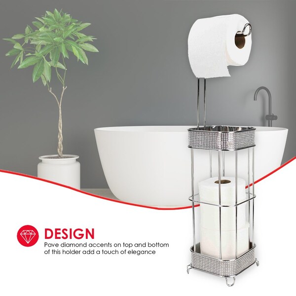 Home Basics Home Basics Diamond Collection Free-Standing Dispensing Toilet Paper Holder, Chrome - ZOR96302