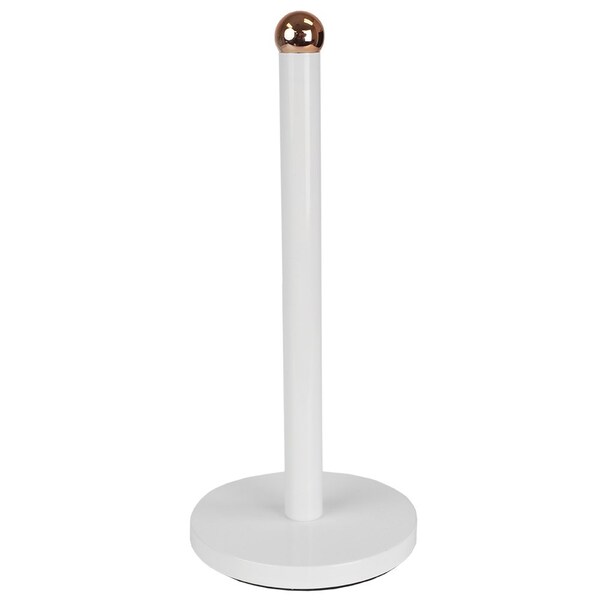 Home Basics Grove Free Standing Paper Towel Holder with Weighted Base and Padded Base, White - PH45931