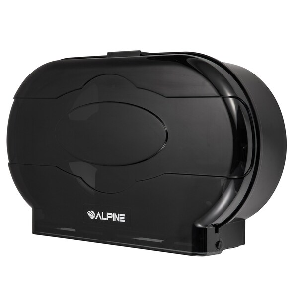 Alpine Industries Jumbo Double-Roll Toilet Paper Dispenser, Black - ALP482-2-ECO-TBLK