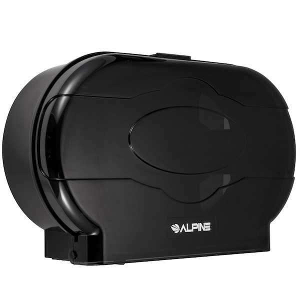 Alpine Industries Jumbo Double-Roll Toilet Paper Dispenser, Black - ALP482-2-ECO-TBLK