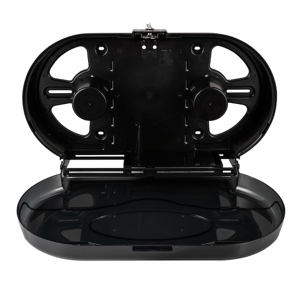Alpine Industries Jumbo Double-Roll Toilet Paper Dispenser, Black - ALP482-2-ECO-TBLK