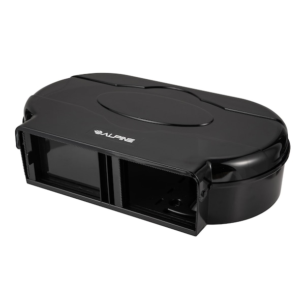 Alpine Industries Jumbo Double-Roll Toilet Paper Dispenser, Black - ALP482-2-ECO-TBLK