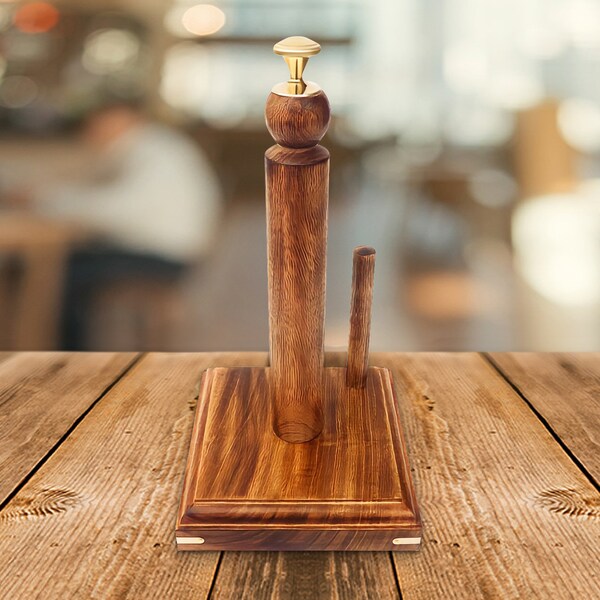 Vintiquewise Decorative Wood Paper Towel Holder with Stand for Kitchen, Dining Room, and Office - QI004389