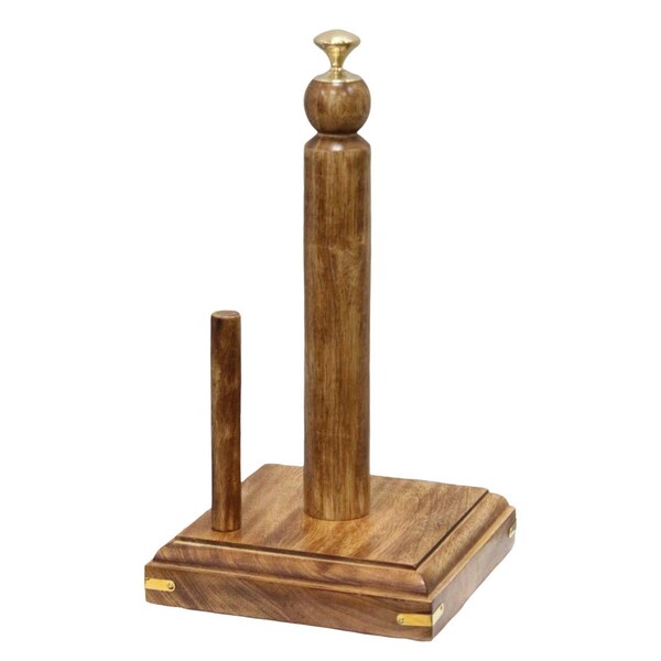 Vintiquewise Decorative Wood Paper Towel Holder with Stand for Kitchen, Dining Room, and Office - QI004389