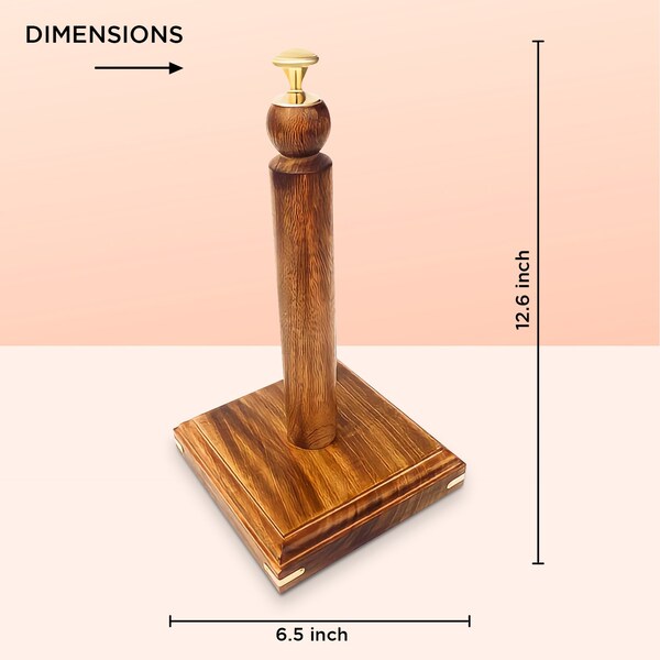 Vintiquewise Decorative Wood Paper Towel Holder with Stand for Kitchen, Dining Room, and Office - QI004389