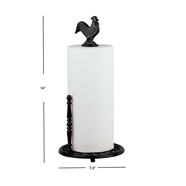 Hds Trading Cast Iron Rooster Paper Towel Holder, Black - ZOR96047
