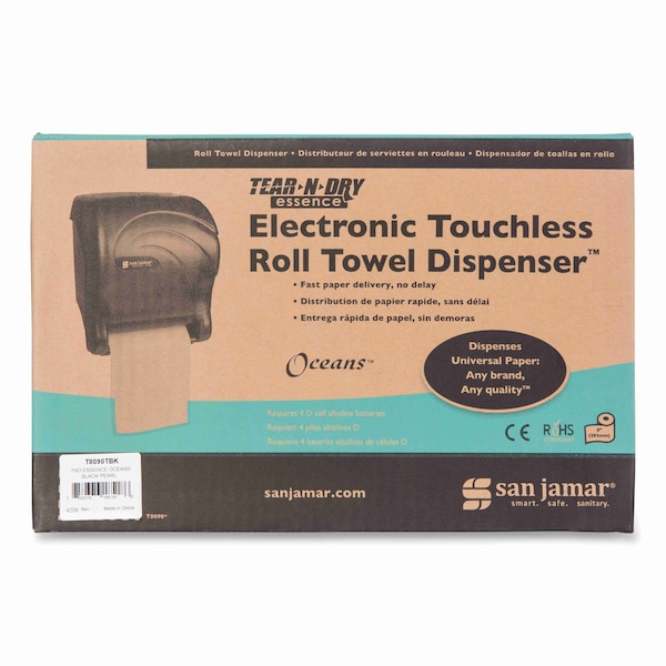 San Jamar Tear-N-Dry Essence Touchless Towel Dispenser, Black Pearl - SAN T8090TBK