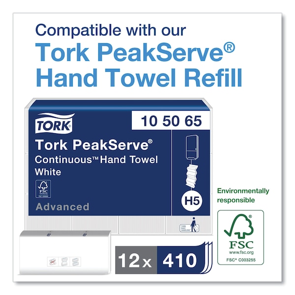 Tork Tork PeakServe Continuous Hand Towel Dispenser Black H5, High Capacity, Elevation Range, 552528 - 552528