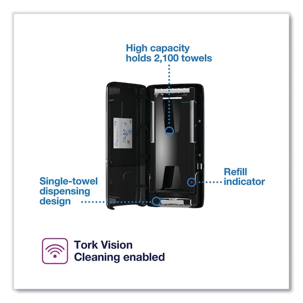Tork Tork PeakServe Continuous Hand Towel Dispenser Black H5, High Capacity, Elevation Range, 552528 - 552528