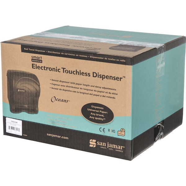 San Jamar Oceans Smart Essence ElecTowel Dispenser, 14.4hx11.8wx9.1d, Bk, Plastic - SAN T8490TBK