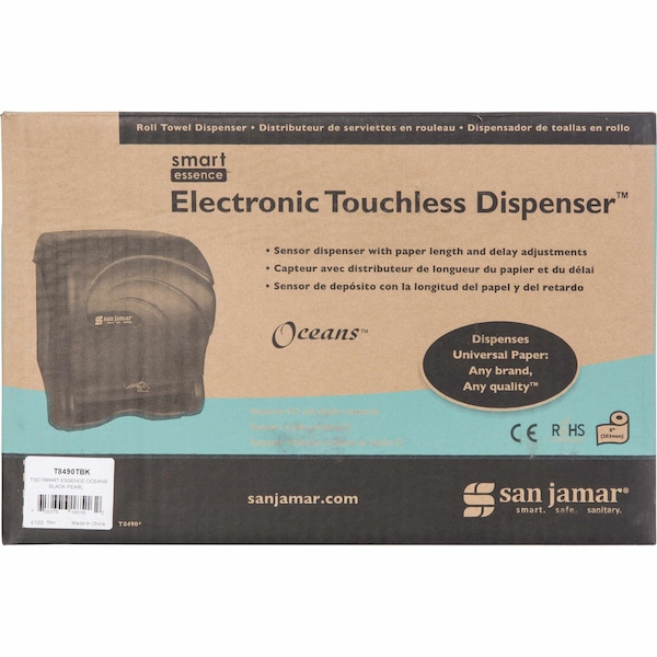 San Jamar Oceans Smart Essence ElecTowel Dispenser, 14.4hx11.8wx9.1d, Bk, Plastic - SAN T8490TBK