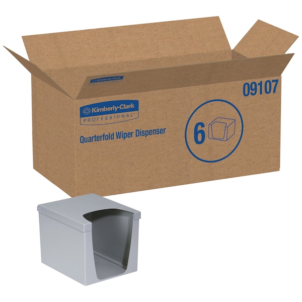 Kimberly-Clark Professional Quarterfold Wiper Dispenser for WypAll and Kimtech Wipes (09107), Grey, Countertop or Bench Top - 09107