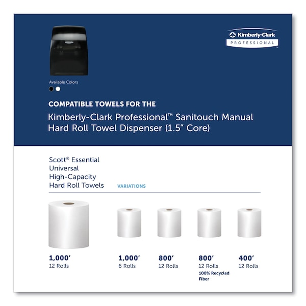 Kimberly-Clark Professional Sanitouch Hard Roll Towel Disp, 12.63w x 10.2d x 16.13h, Smoke - 9990