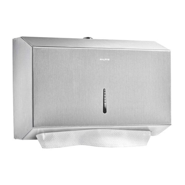Alpine Industries Stainless Steel Brushed C-Fold/Multi-Fold Paper Towel Dispenser - ALP481S-MK